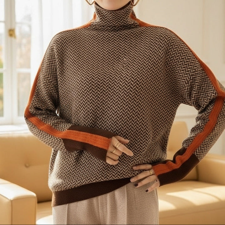 Eleanor | Luxe Herringbone High Collar