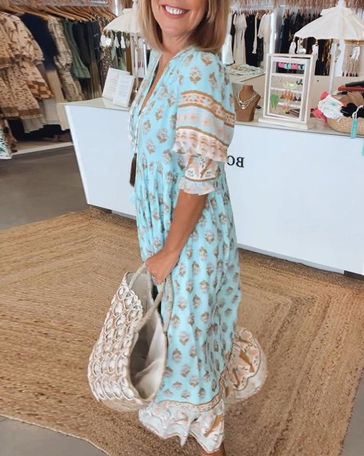 MANA | Floral Chic MIDI Dress with V-Neck