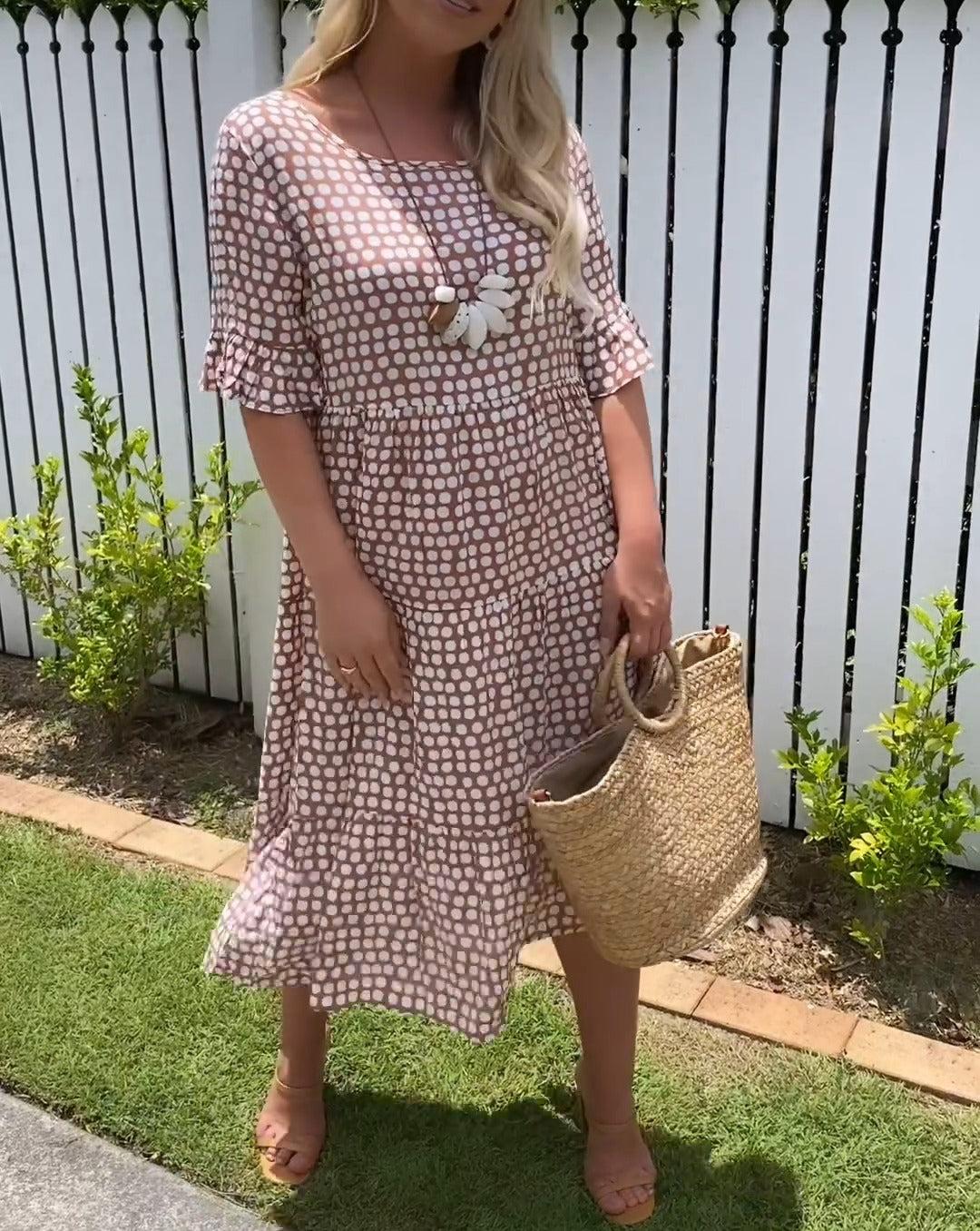 "Nicola - Midi-Kleid mit kurzen Ärmeln" can be rewritten as "Nicola - Kurzärmliges Midi-Kleid".