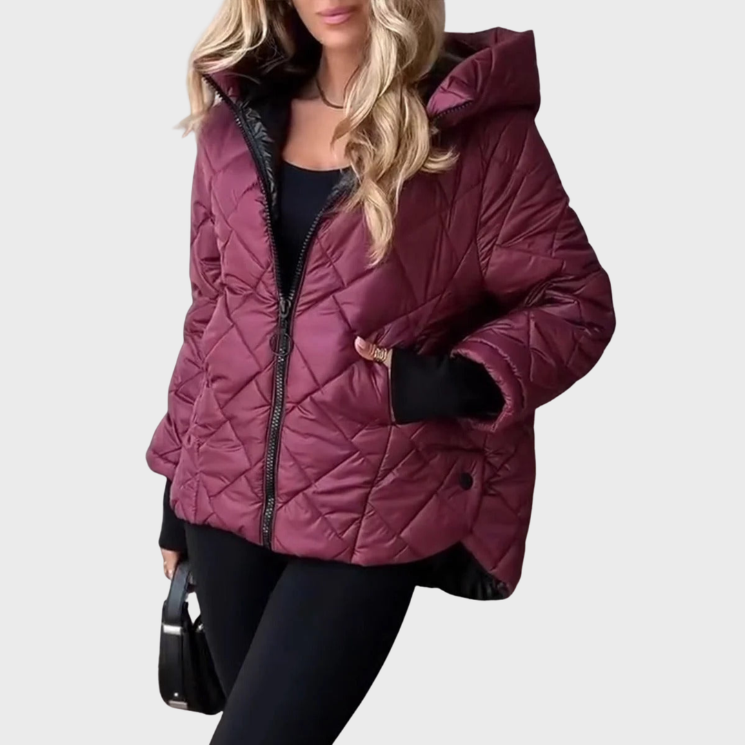 Elisa | Steppjacke mit Kapuze und Rippbündchen