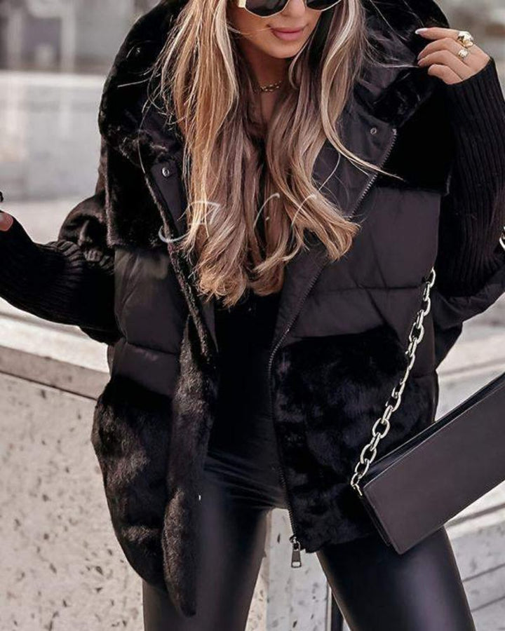 Simona | Teddyjacke mit Kapuze und gepolsterten Einsätzen