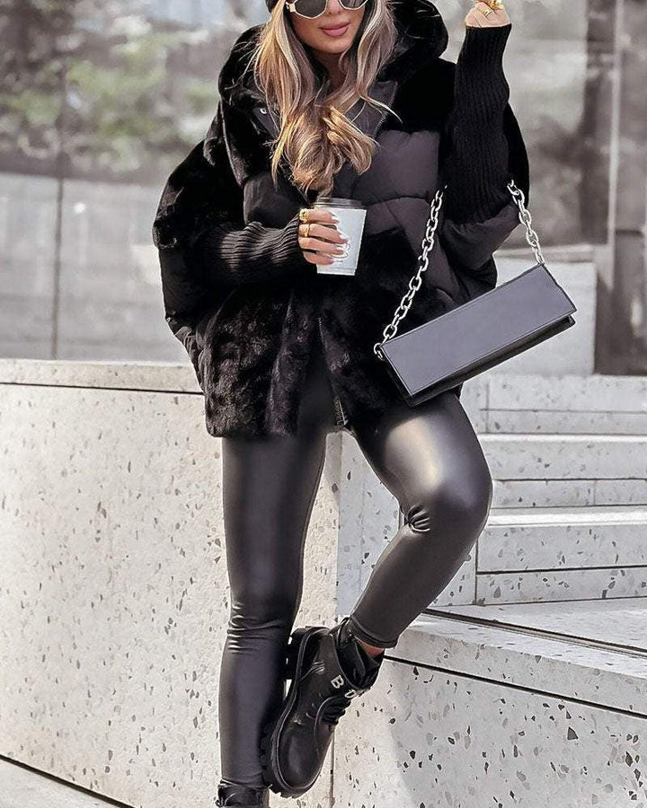 Simona | Teddyjacke mit Kapuze und gepolsterten Einsätzen