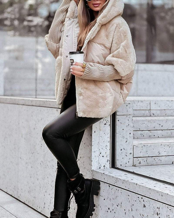 Simona | Teddyjacke mit Kapuze und gepolsterten Einsätzen