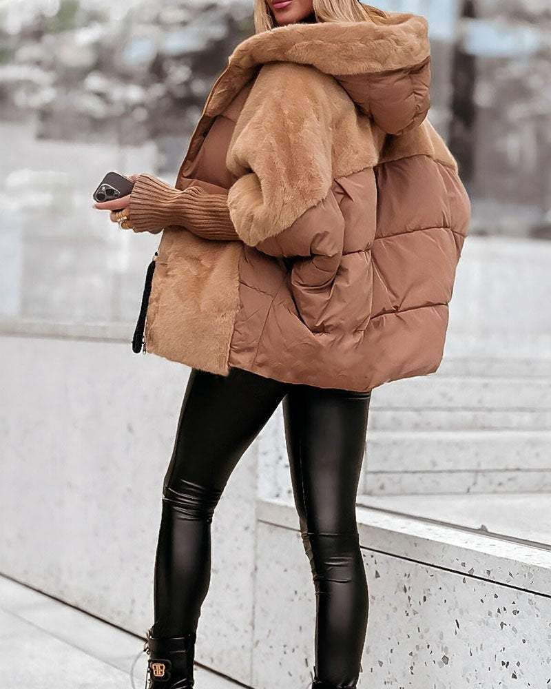 Simona | Teddyjacke mit Kapuze und gepolsterten Einsätzen