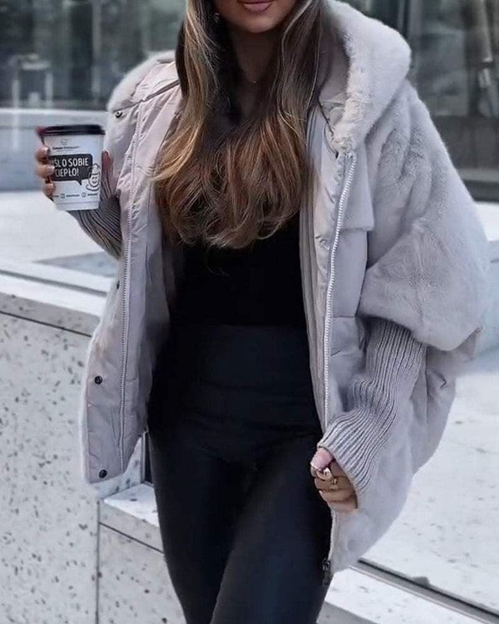 Simona | Teddyjacke mit Kapuze und gepolsterten Einsätzen