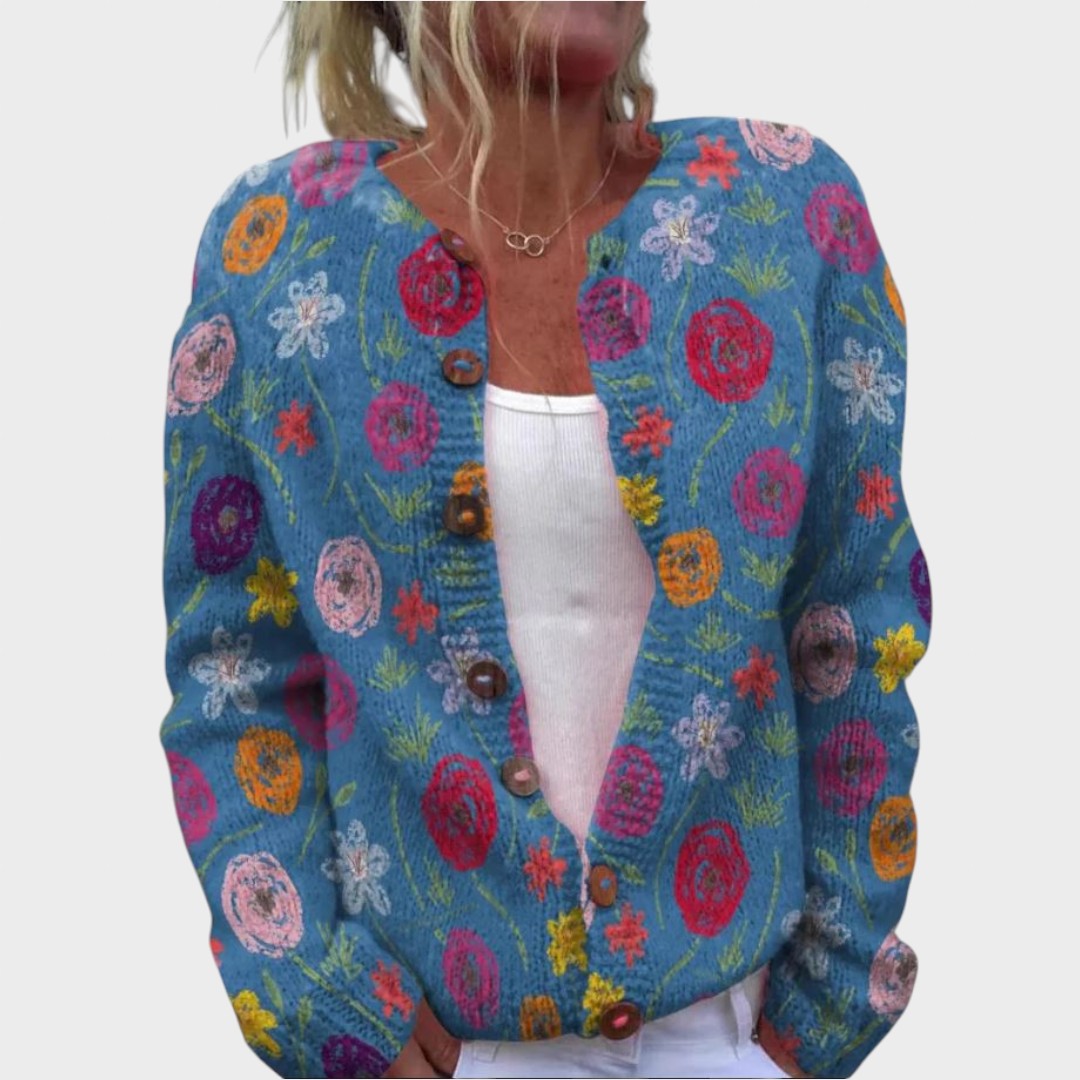 Sofia | Strickjacke mit Blumenmuster