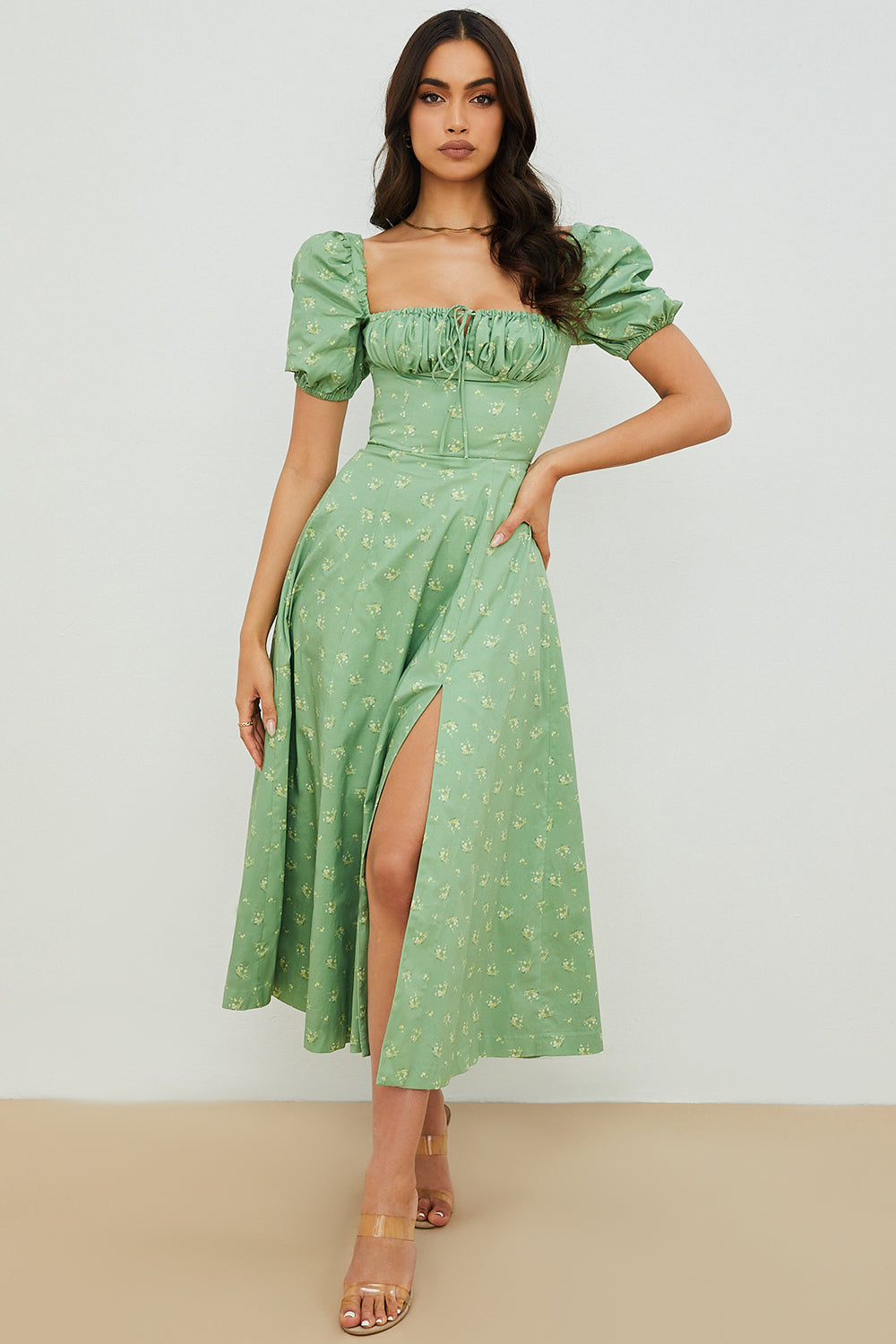 Aviana - Kleid mit Puffärmeln in Bloom