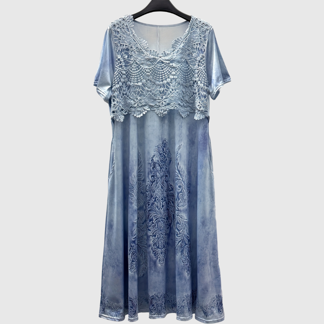 INDIGO | Elegantes Midi-Kleid mit floralem Design