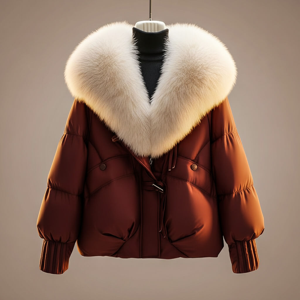 Arianna | Kurze Daunenjacke mit Kragen aus Kunstpelz