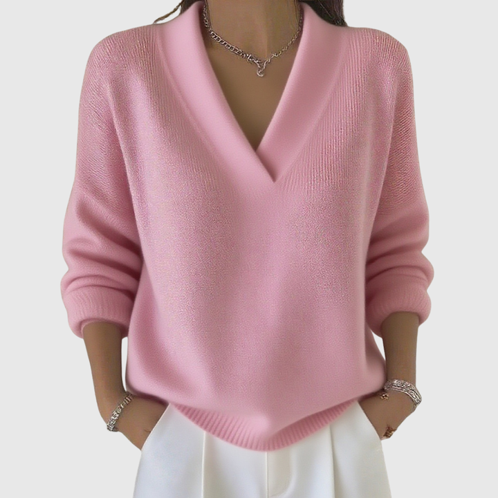 Faye | Bequemer V-Ausschnitt Pullover in lockerer Passform
