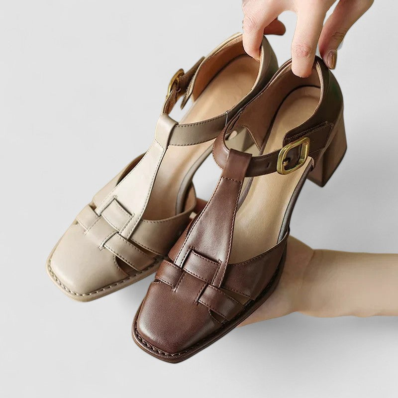 Scarlett – Orthopedic T-Strap Block Heeled Sandals
