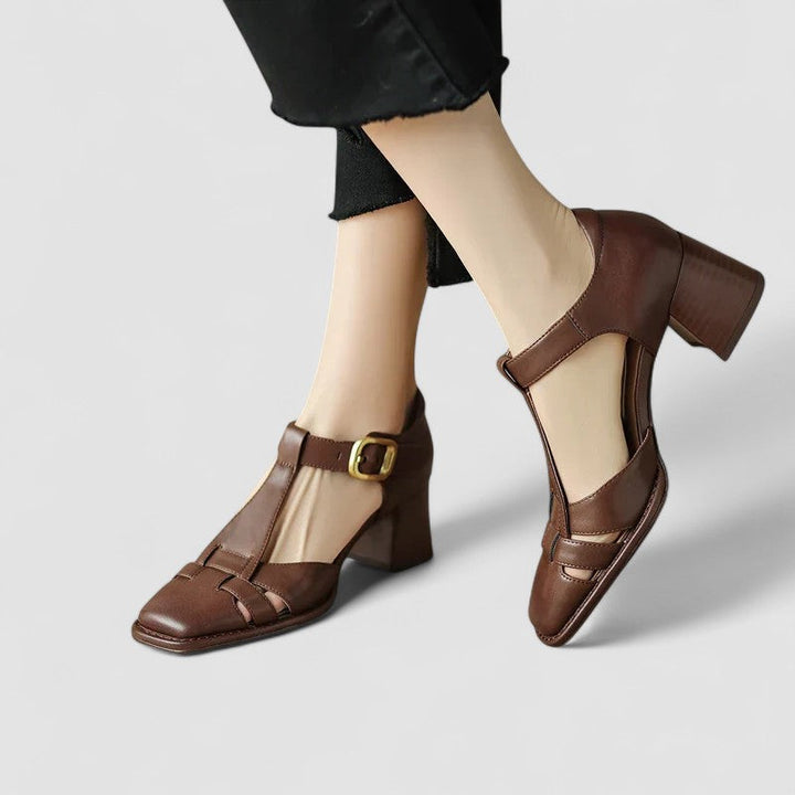 Elyxiana | Orthopedic Block Heel Shoes with T-Strap