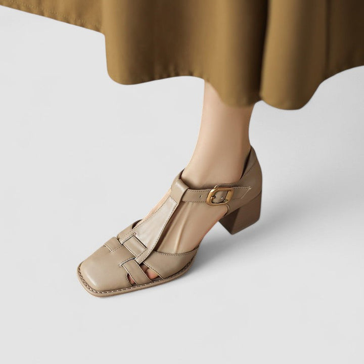 Elyxiana | Orthopedic Block Heel Shoes with T-Strap