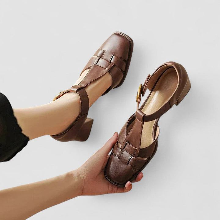 Elyxiana | Orthopedic Block Heel Shoes with T-Strap