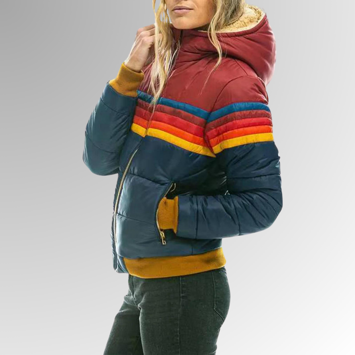 Giorgia | Kurzjacke Color Block mit Kapuze