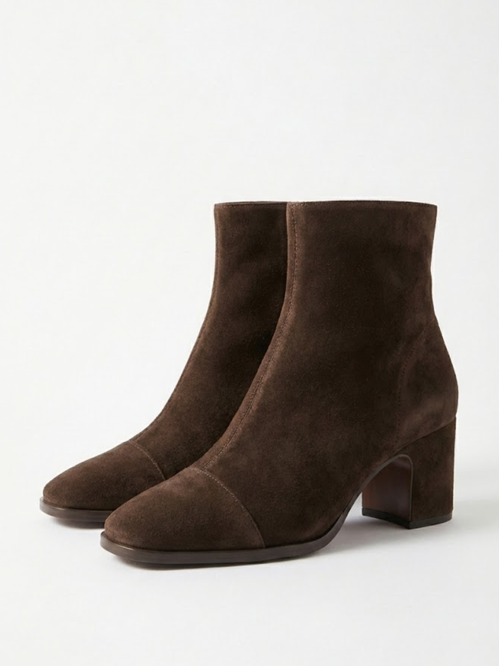 Alma – Veloursleder-Stiefeletten mit Absatz