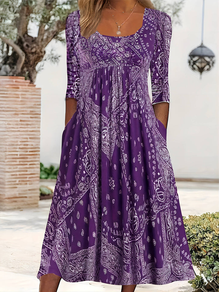 ELOWEN | Langes Ärmeliges Casual-Midi-Kleid