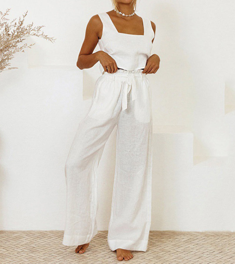 Megan - Minimalistisches Top-Set mit Schlaghose