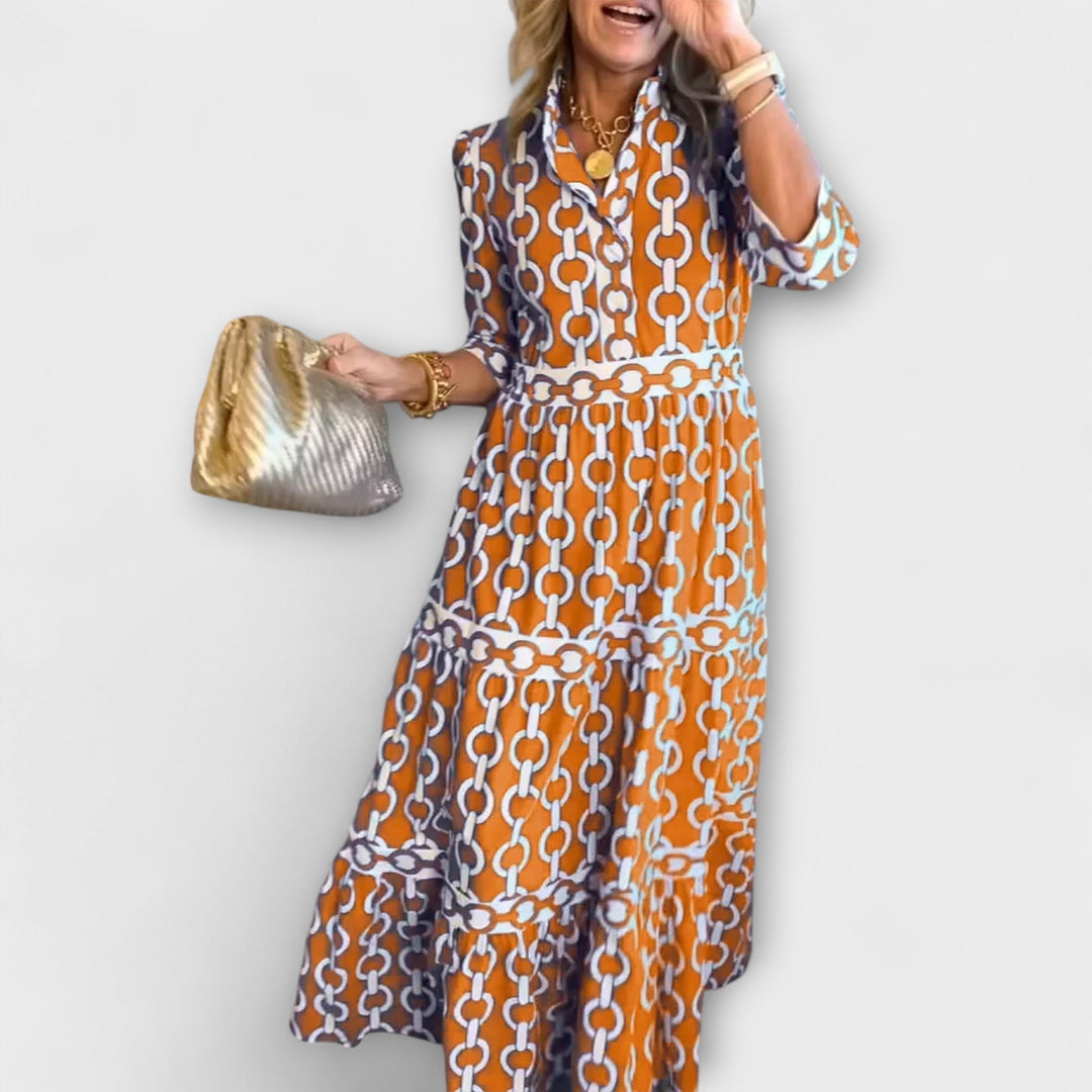 JULIANA | Midi-Kleid im Kettenmuster