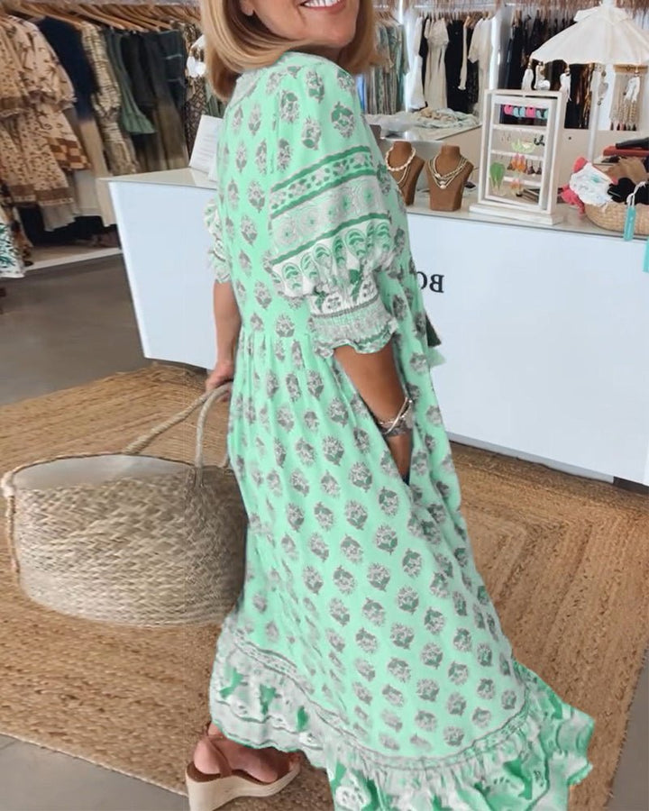 MANA | Floral Chic MIDI Dress with V-Neck