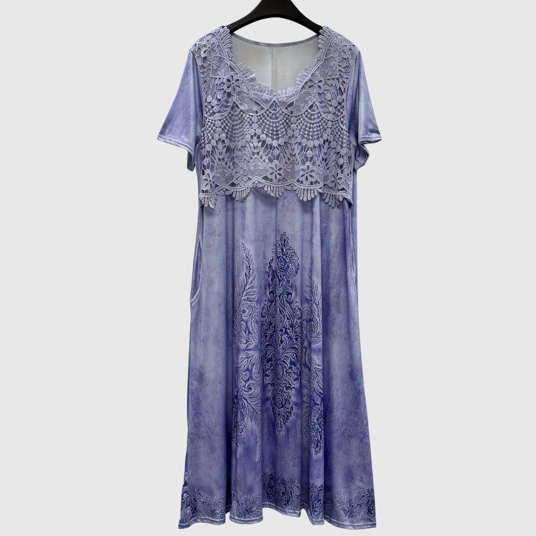 INDIGO | Elegantes Midi-Kleid mit floralem Design