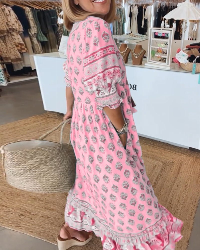 MANA | Floral Chic MIDI Dress with V-Neck