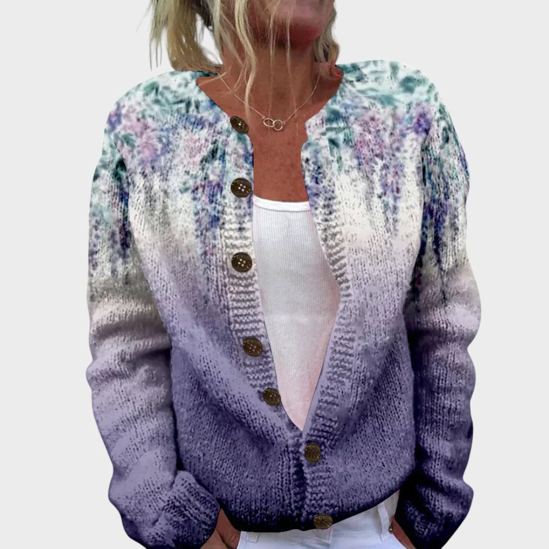 Alessia | Strickjacke mit Farbverlauf-Blumenmuster