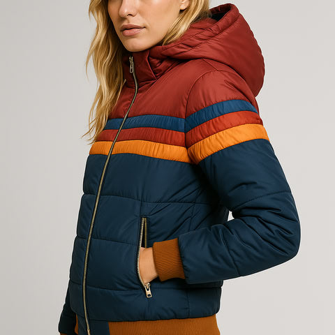 Giorgia | Kurzjacke Color Block mit Kapuze