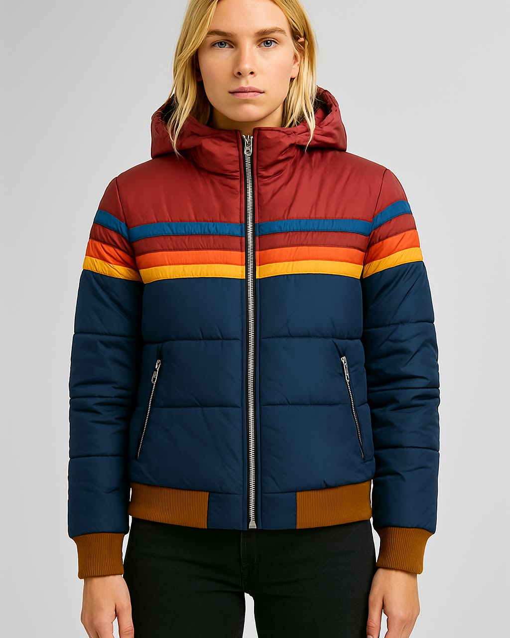 Giorgia | Kurzjacke Color Block mit Kapuze