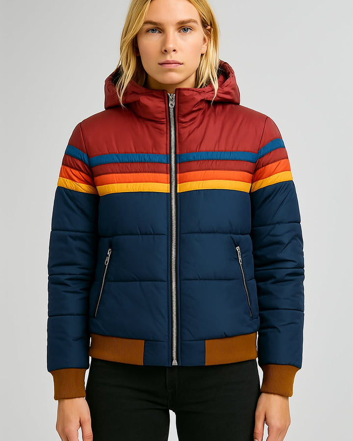 Giorgia | Kurzjacke Color Block mit Kapuze