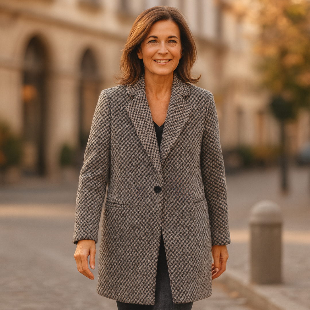 Federica | Bouclé-Einreihiger Mantel mit Revers