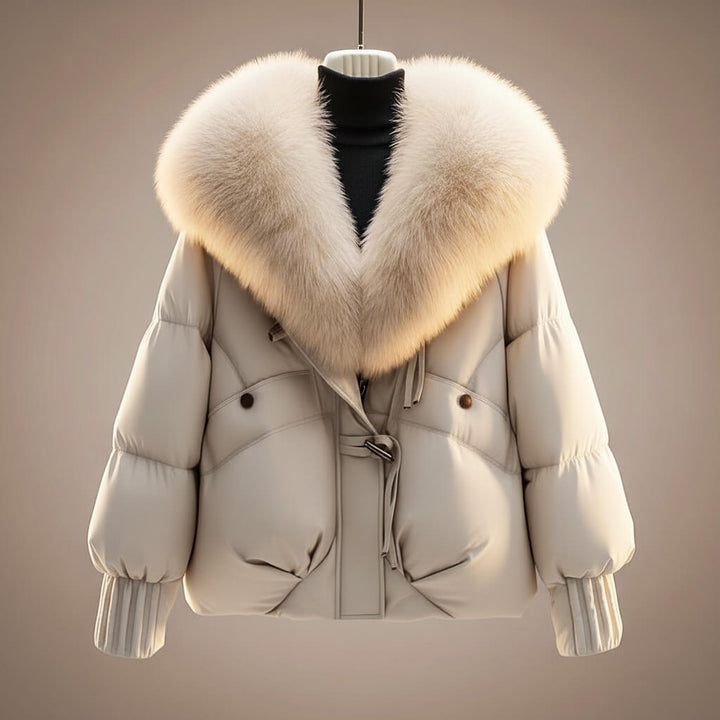 Arianna | Kurze Daunenjacke mit Kragen aus Kunstpelz