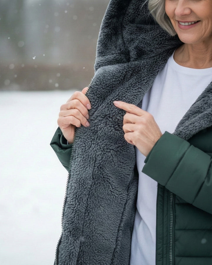 Isabella | Langer Steppmantel mit Kapuze