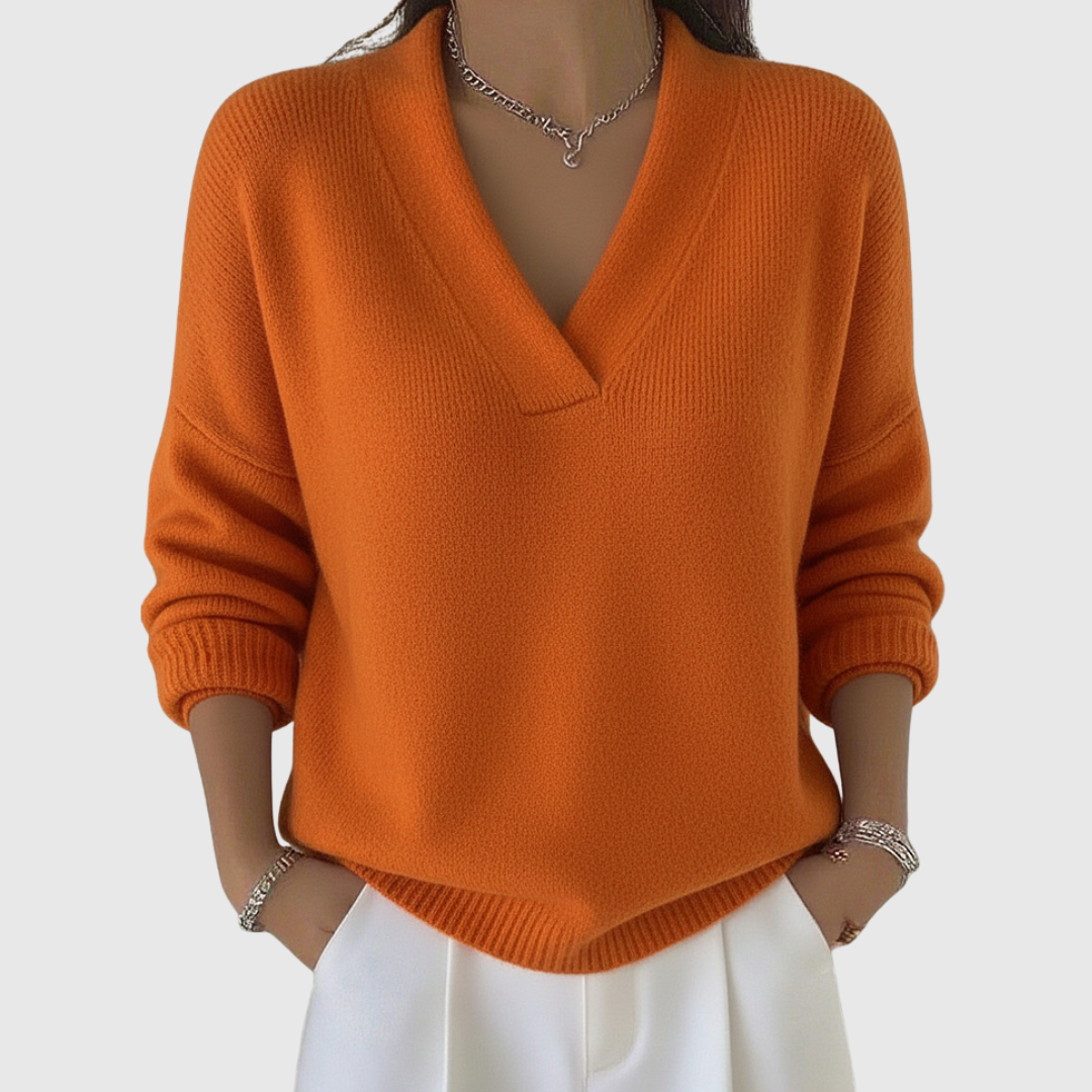 Faye | Bequemer V-Ausschnitt Pullover in lockerer Passform