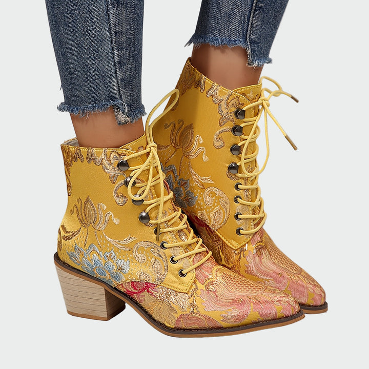 Meda - Leder Schuhe mit Blumen