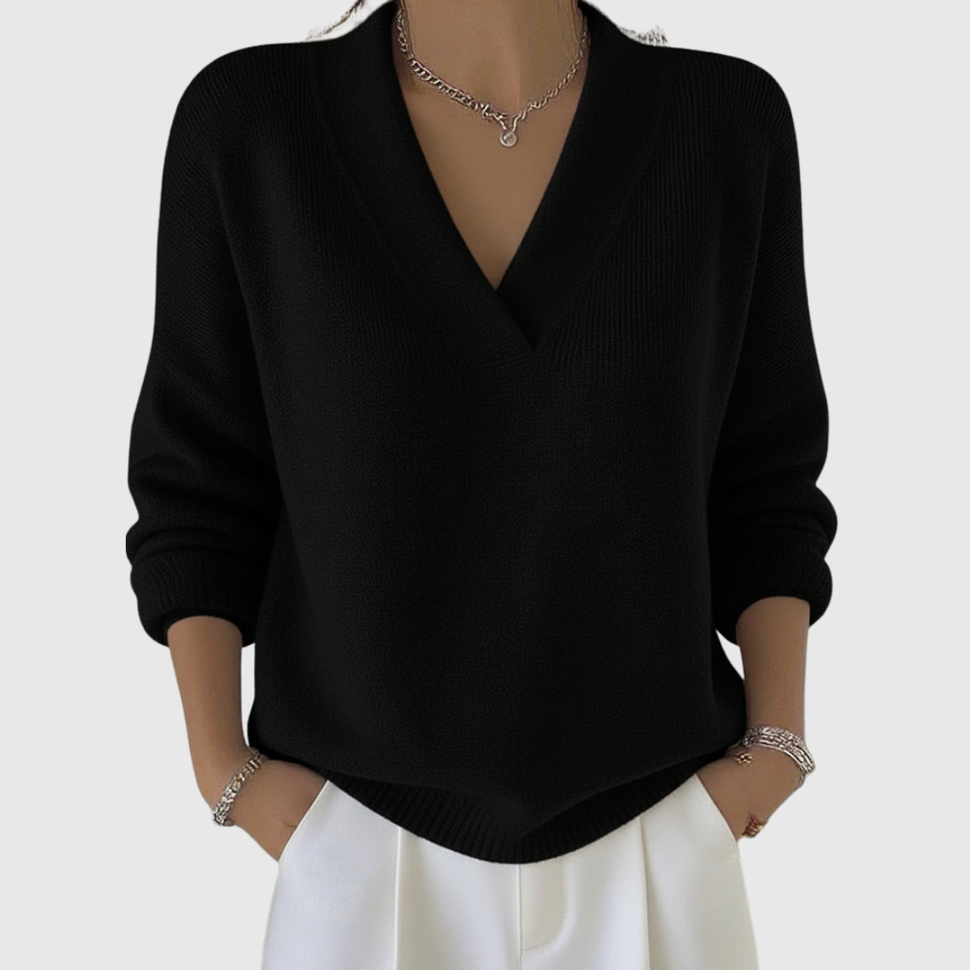 Faye | Bequemer V-Ausschnitt Pullover in lockerer Passform