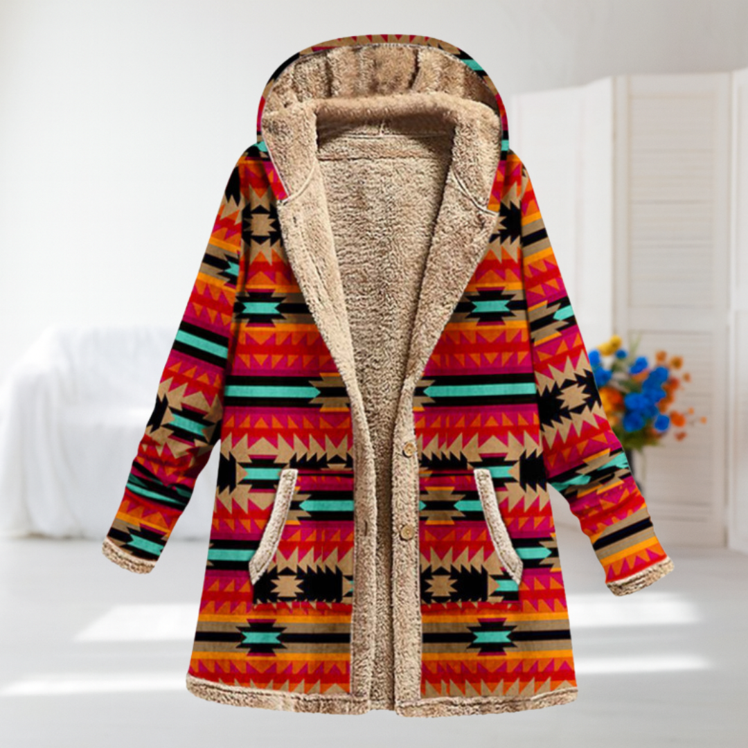 Giulia | Mantel mit Ethno-Geometrischem Muster