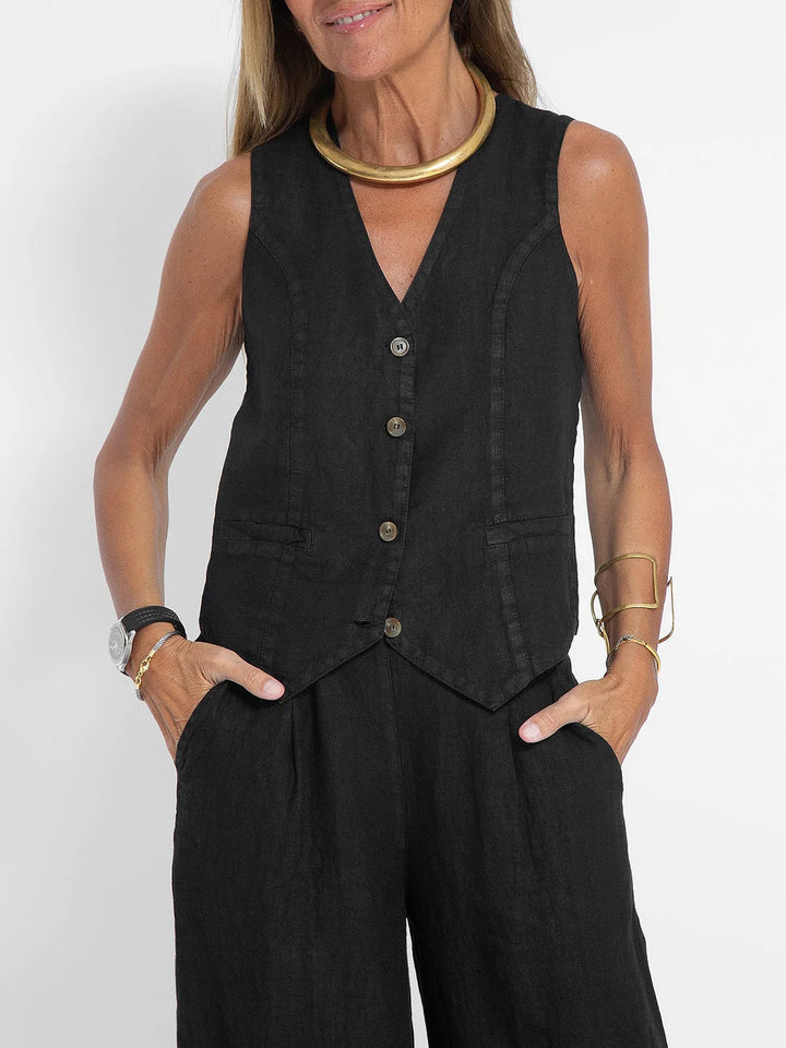 Aira - Gilet mit Knöpfen und Weit geschnittene Hose