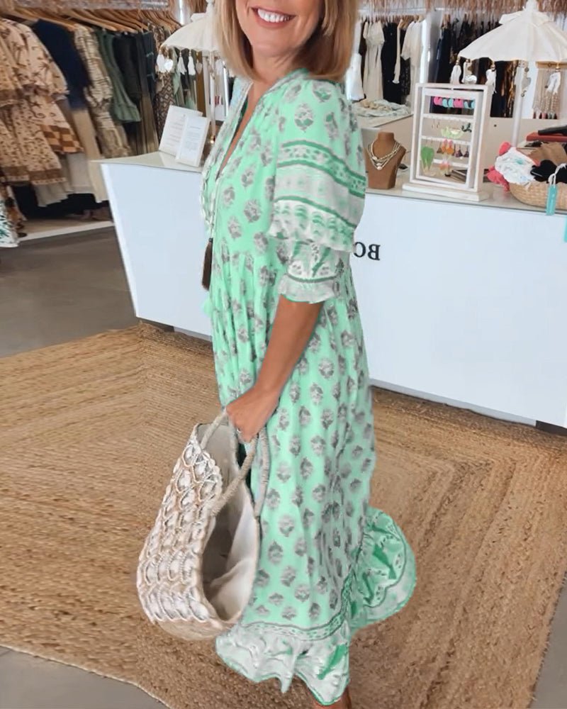 MANA | Floral Chic MIDI Dress with V-Neck