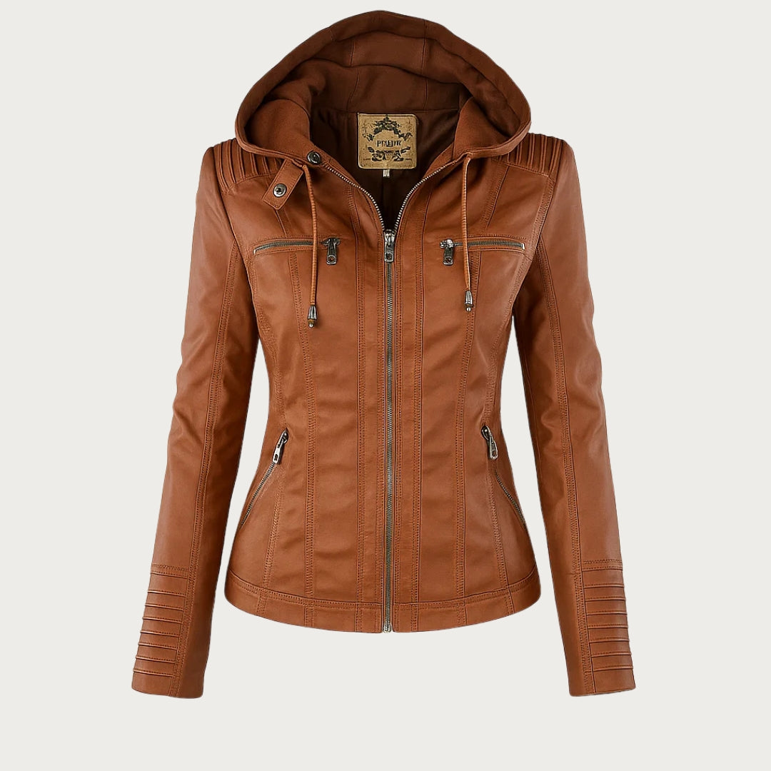 Giulia | Bikerjacke im Lederlook mit Kapuze