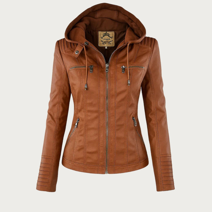 Giulia | Bikerjacke im Lederlook mit Kapuze