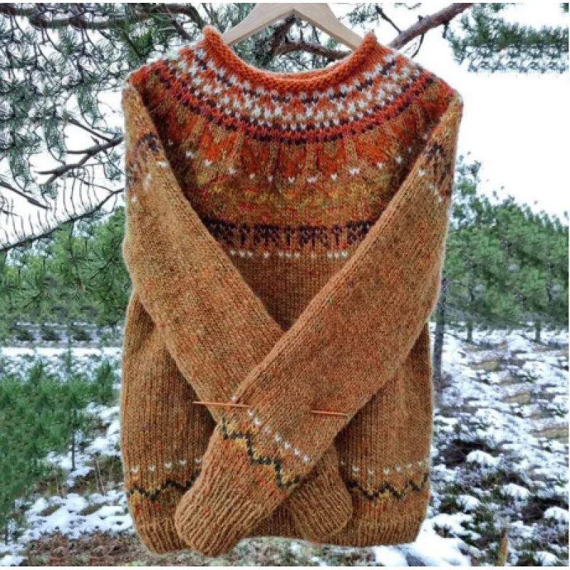 Benedetta | Merinowollpullover mit nordischem Muster auf den Schultern
