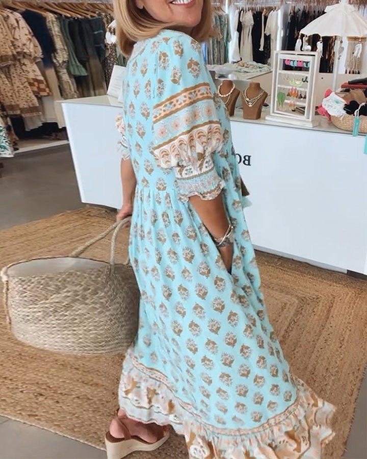 MANA | Floral Chic MIDI Dress with V-Neck