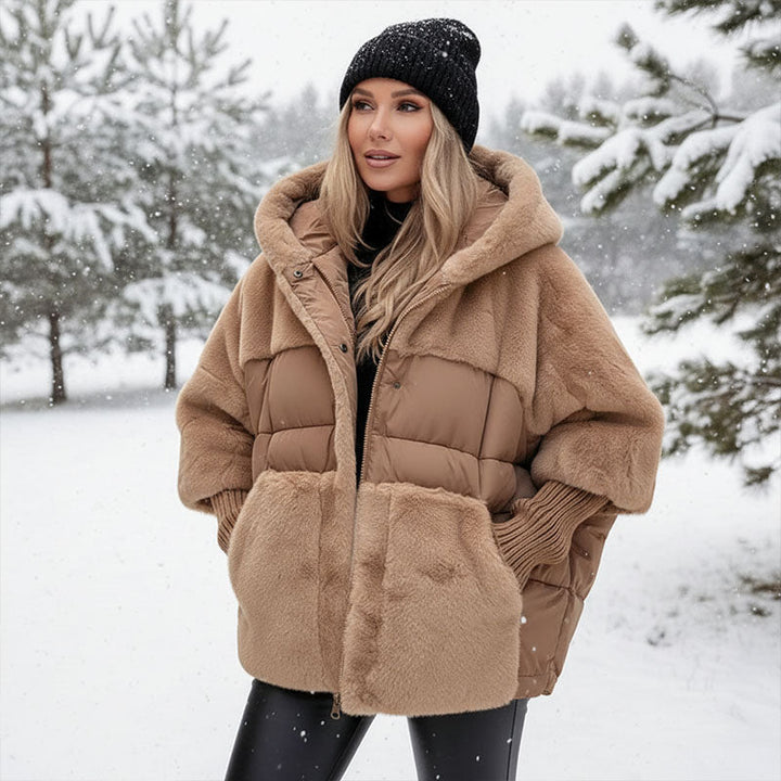 Valeria | Hybrid-Steppjacke mit Plüschbesatz und Kapuze