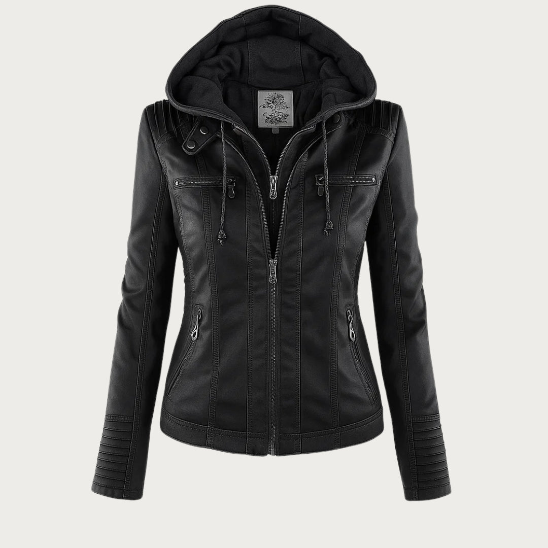 Giulia | Bikerjacke im Lederlook mit Kapuze