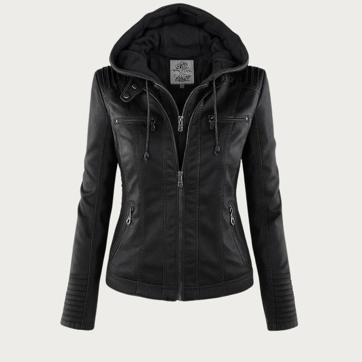 Giulia | Bikerjacke im Lederlook mit Kapuze