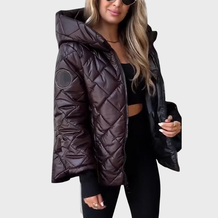 Elisa | Steppjacke mit Kapuze und Rippbündchen