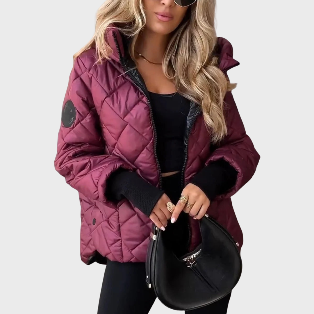Elisa | Steppjacke mit Kapuze und Rippbündchen