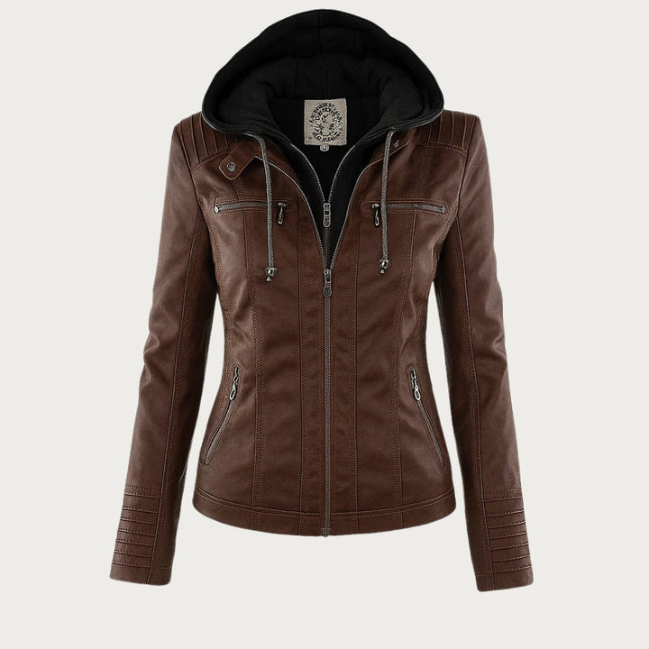 Giulia | Bikerjacke im Lederlook mit Kapuze