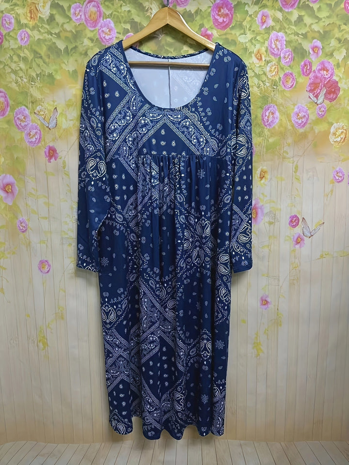 ELOWEN | Langes Ärmeliges Casual-Midi-Kleid